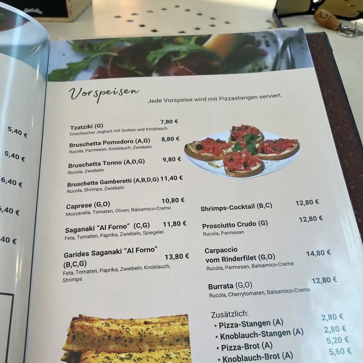 Speisekarte, Restaurant Pizzeria Venezia