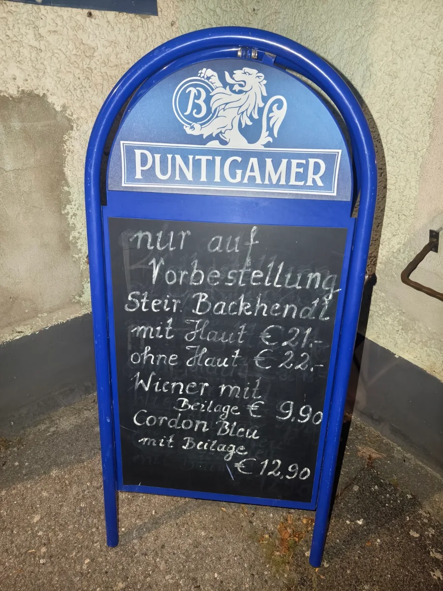 Speisekarte, Gasthaus Rudersdorfer Stüberl