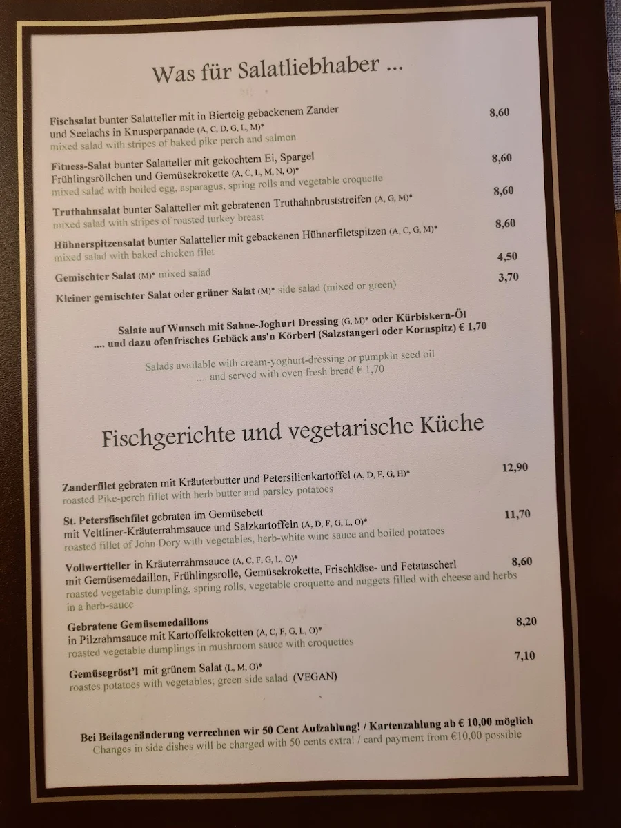 Speisekarte, Gasthof - Restaurant Löcker
