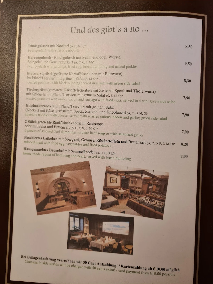 Speisekarte, Gasthof - Restaurant Löcker