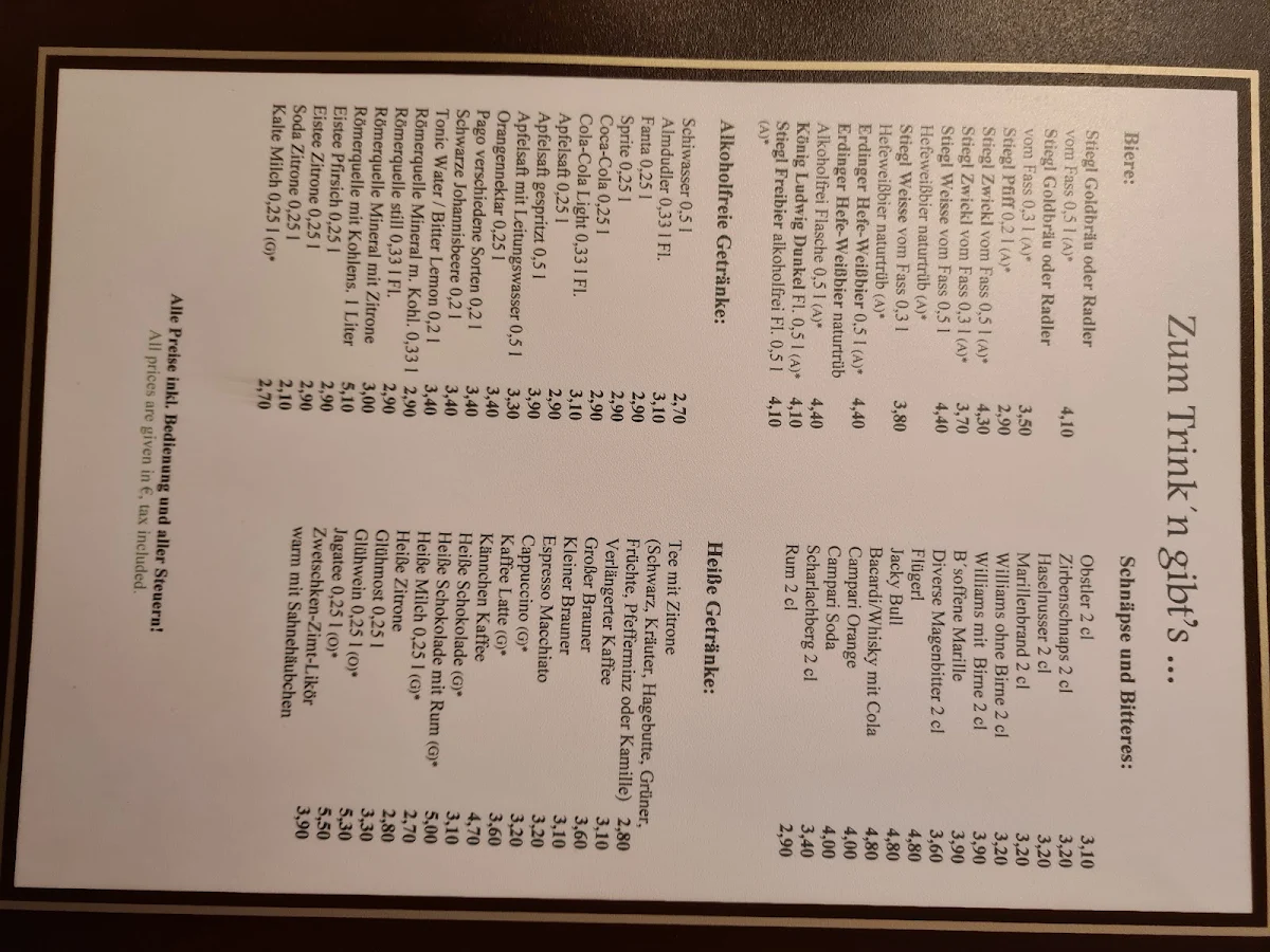 Speisekarte, Gasthof - Restaurant Löcker