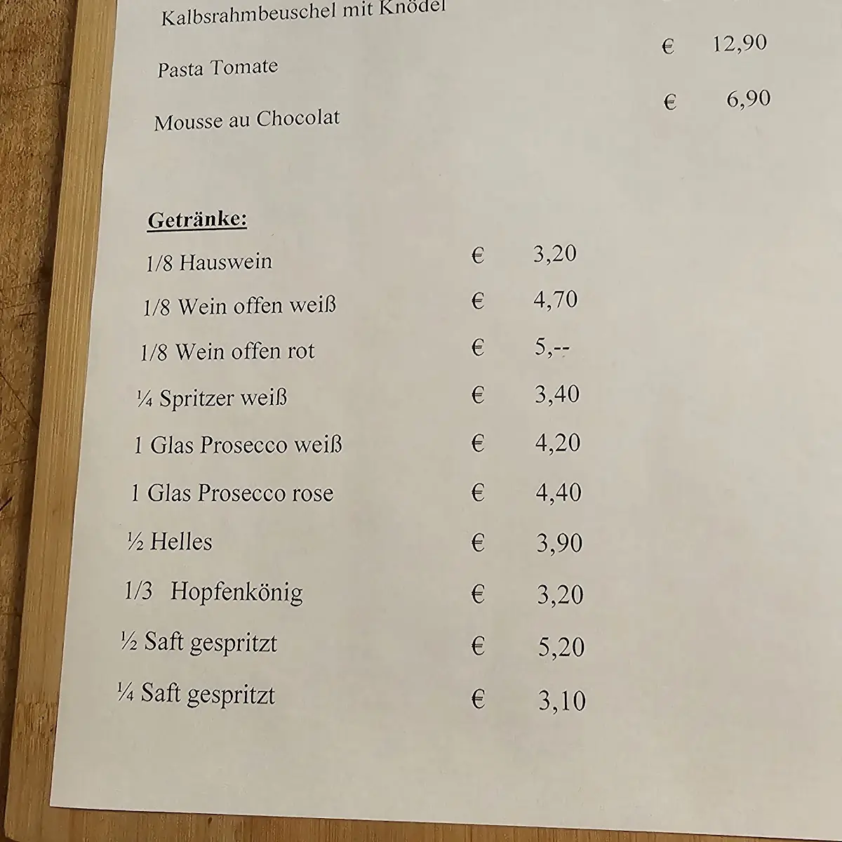 Speisekarte photo 2