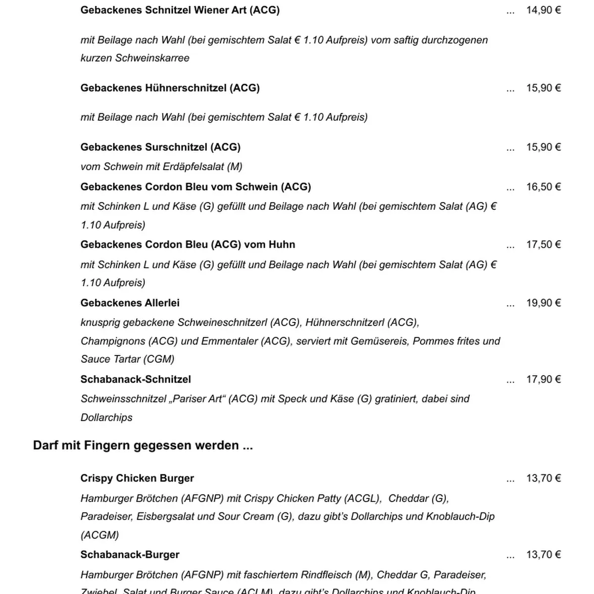 Speisekarte photo 1