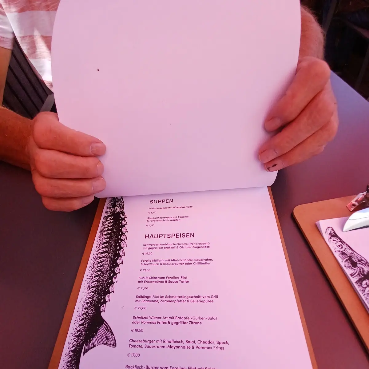 Speisekarte, Schwarzfischer Anglerzentrum & Restaurant