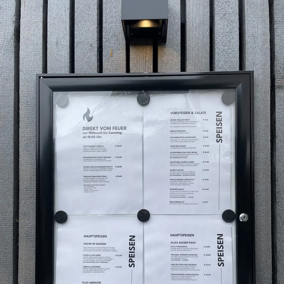 Speisekarte, Schwarzfischer Anglerzentrum & Restaurant