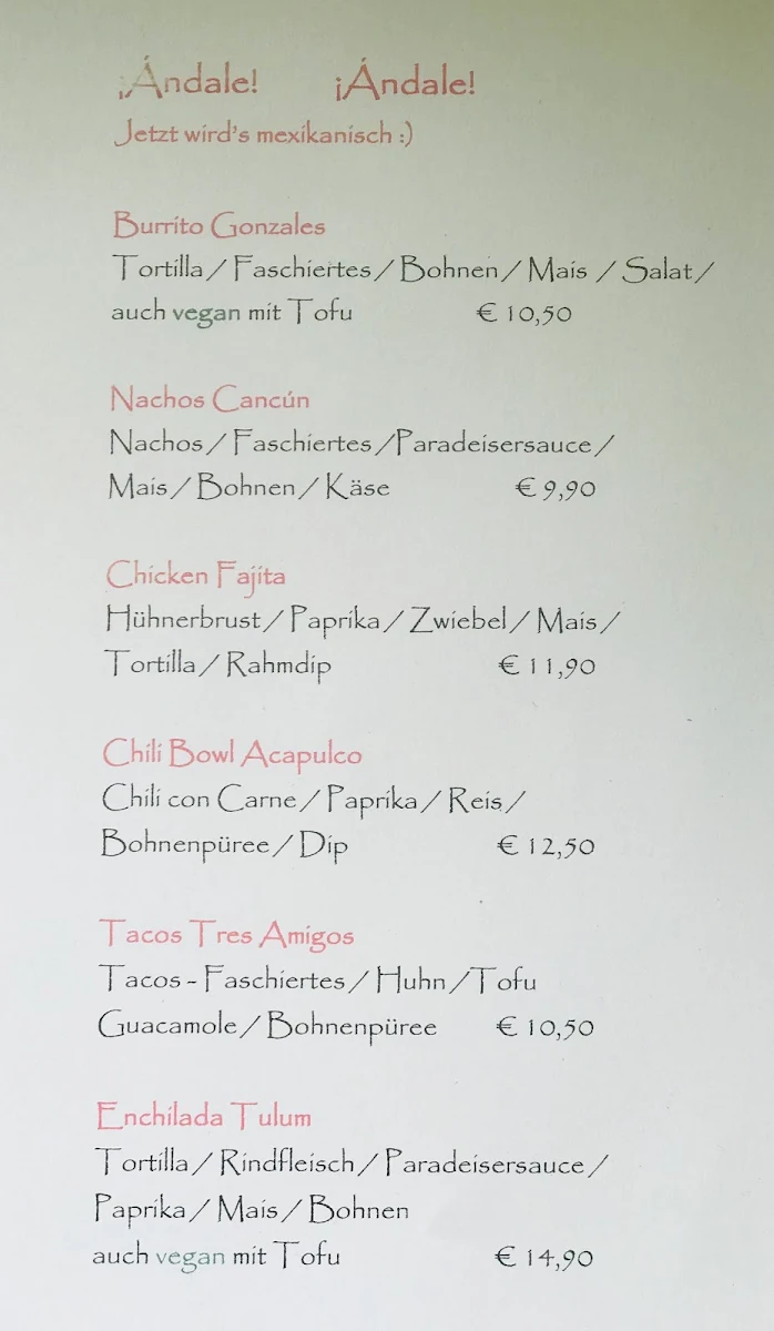 Speisekarte, Café Restaurant SAN MARINO