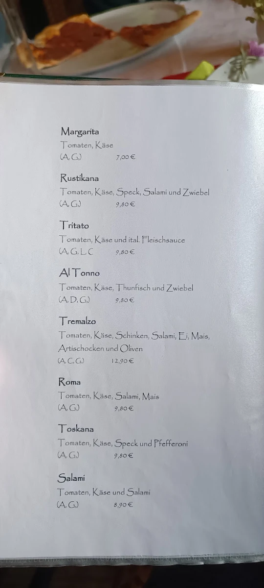 Speisekarte, Café Restaurant SAN MARINO