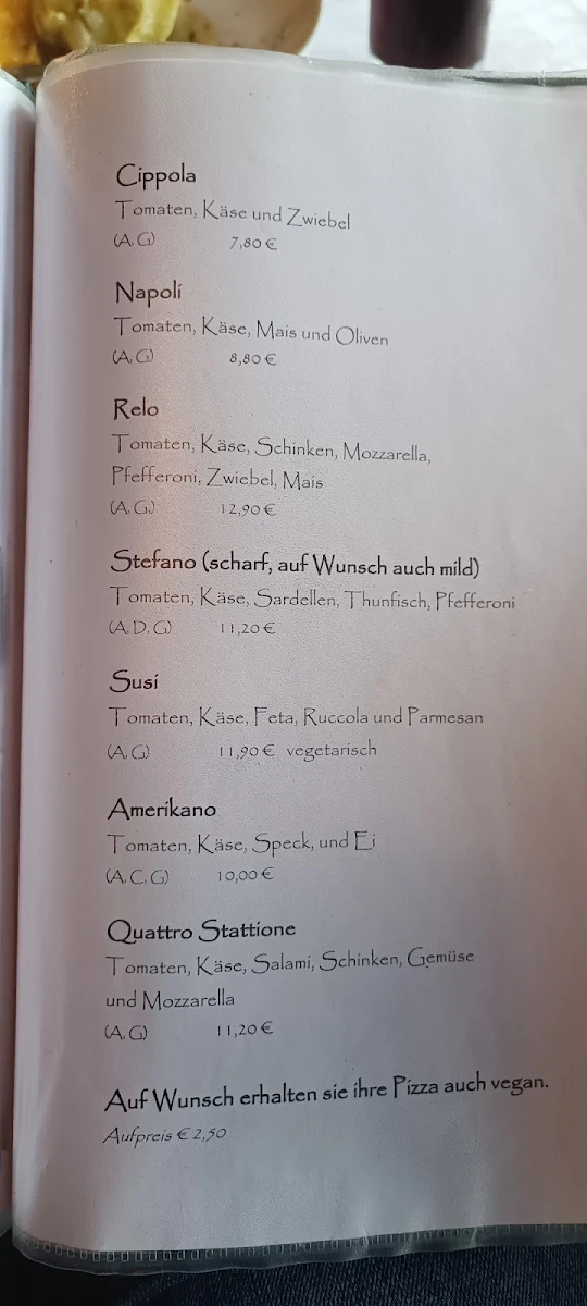 Speisekarte, Café Restaurant SAN MARINO