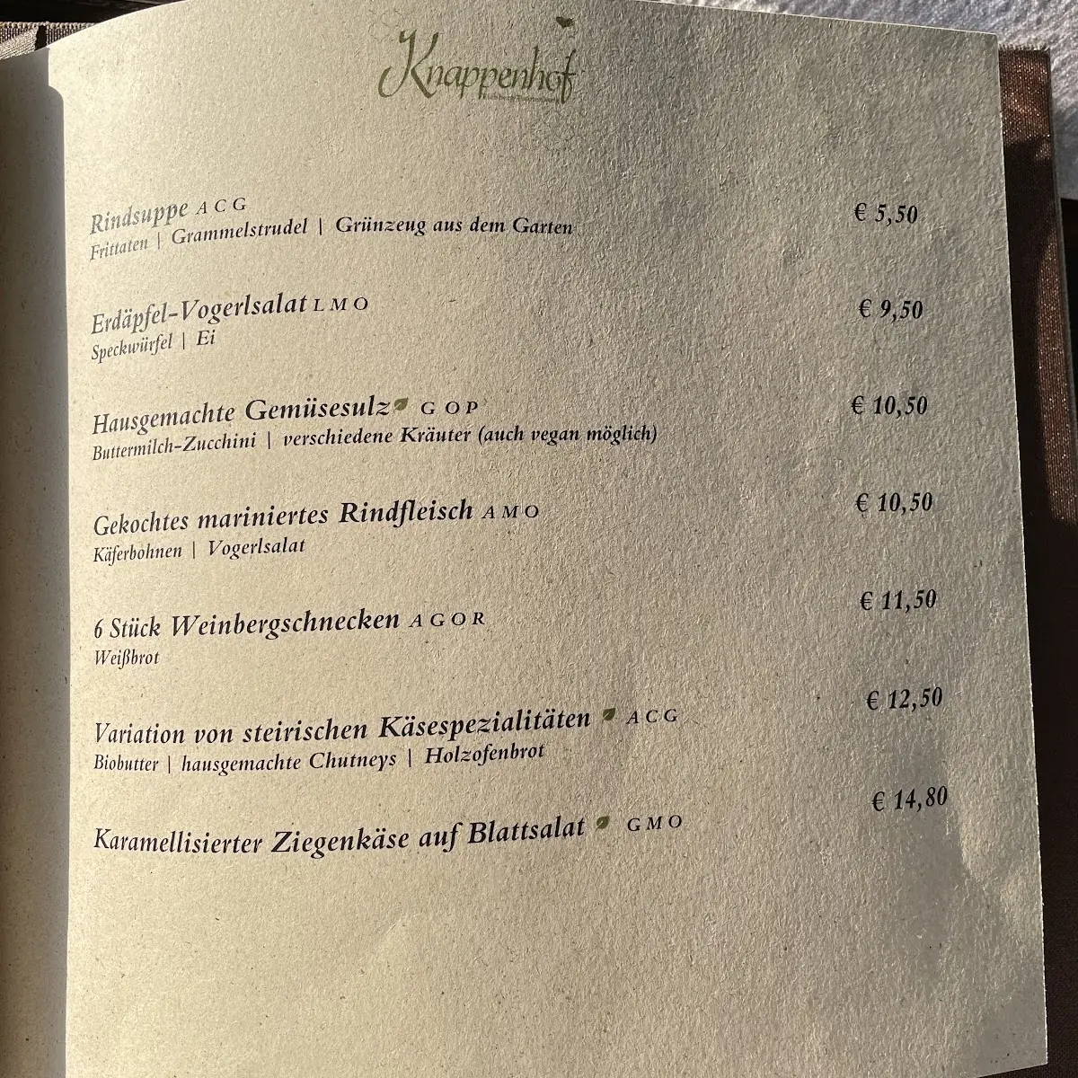 Speisekarte photo 2