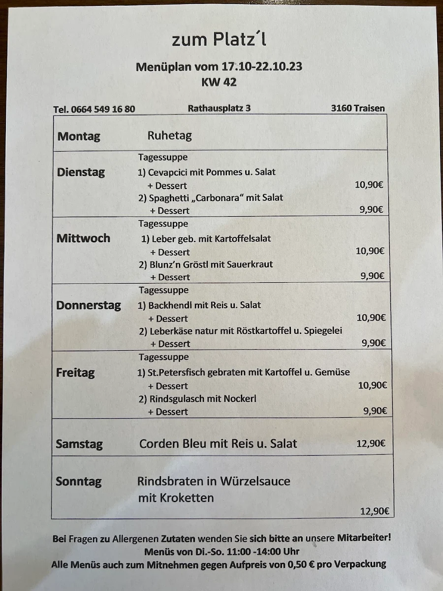 Speisekarte photo 1
