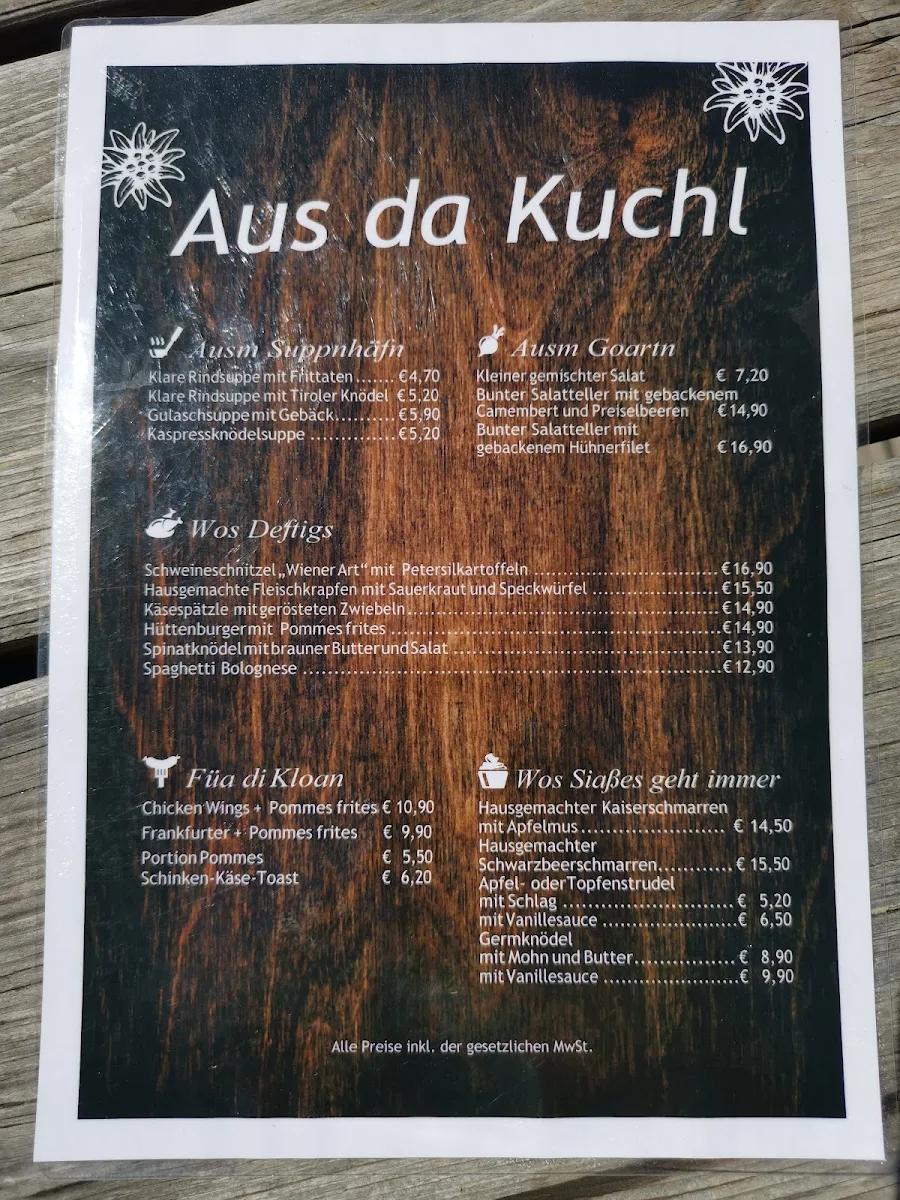 Speisekarte, Panorama Restaurant Schareck