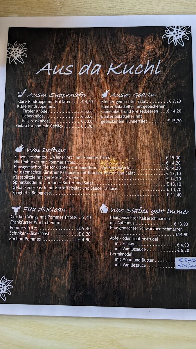Speisekarte, Panorama Restaurant Schareck