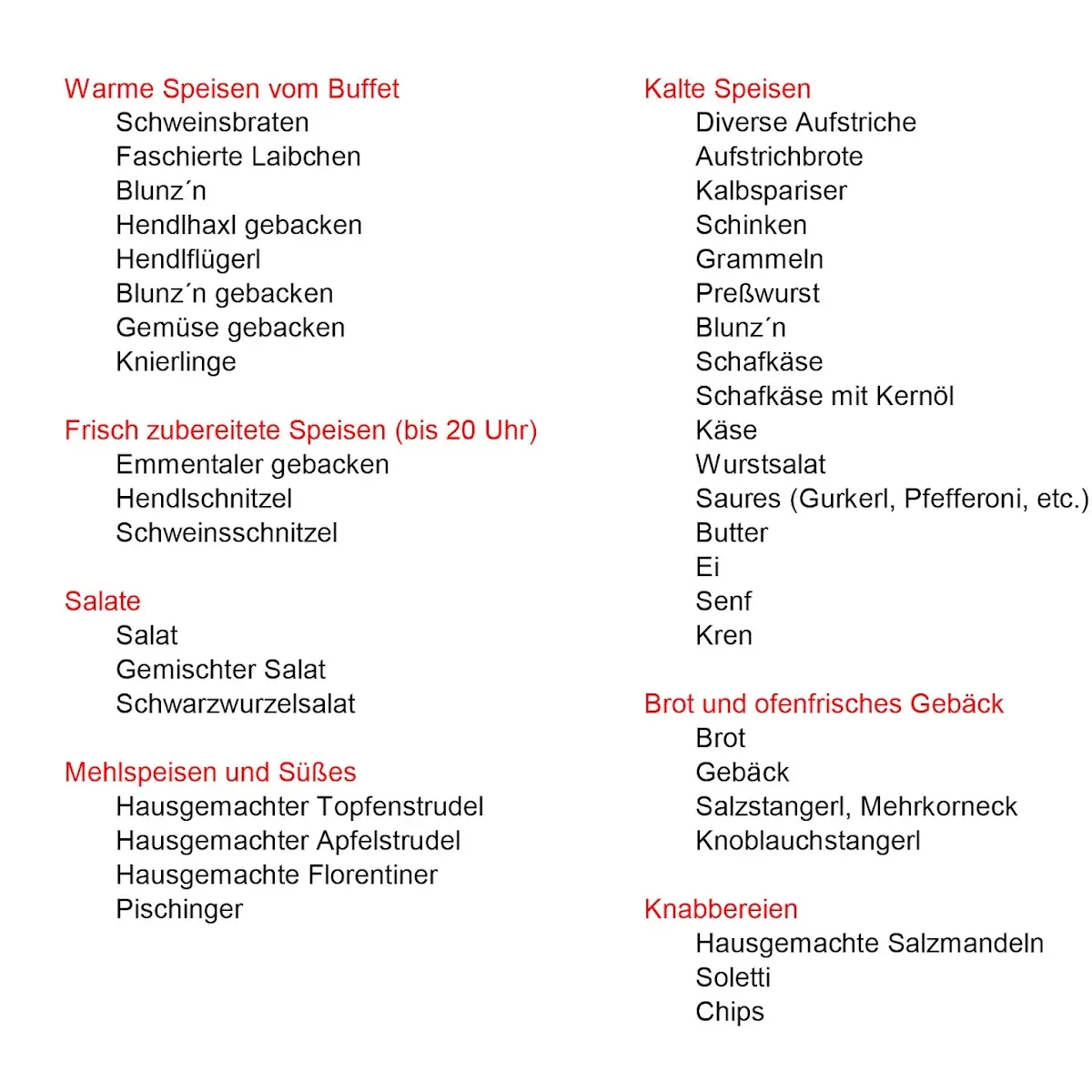 Speisekarte photo 1