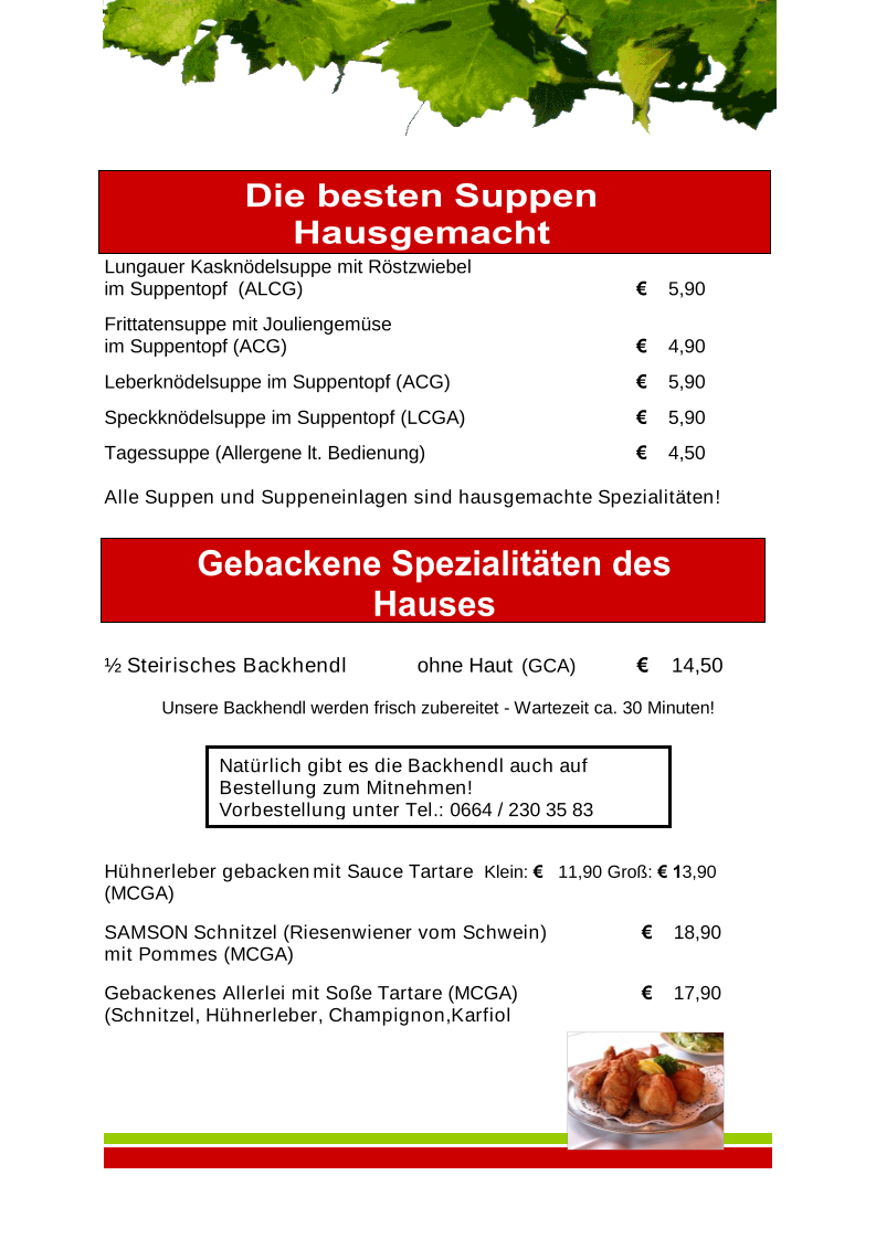 Speisekarte photo 1