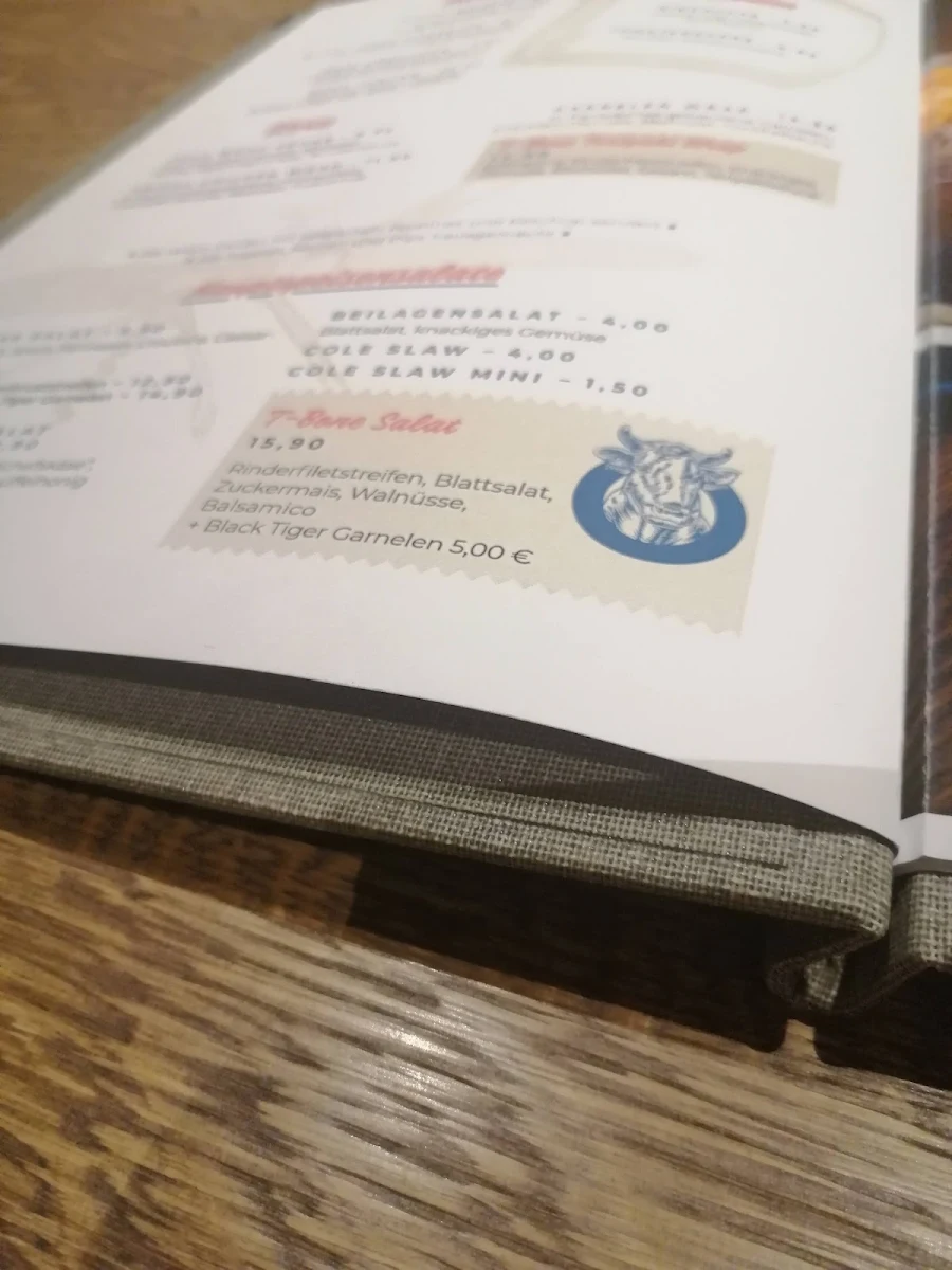 Speisekarte, T-Bone Bar Burger Steakhouse Parndorf