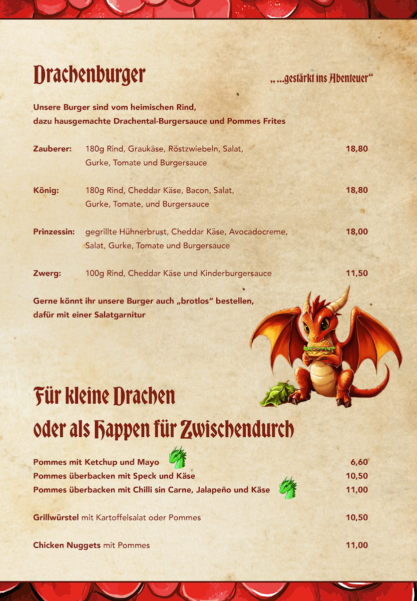 Speisekarte, Drachenherz