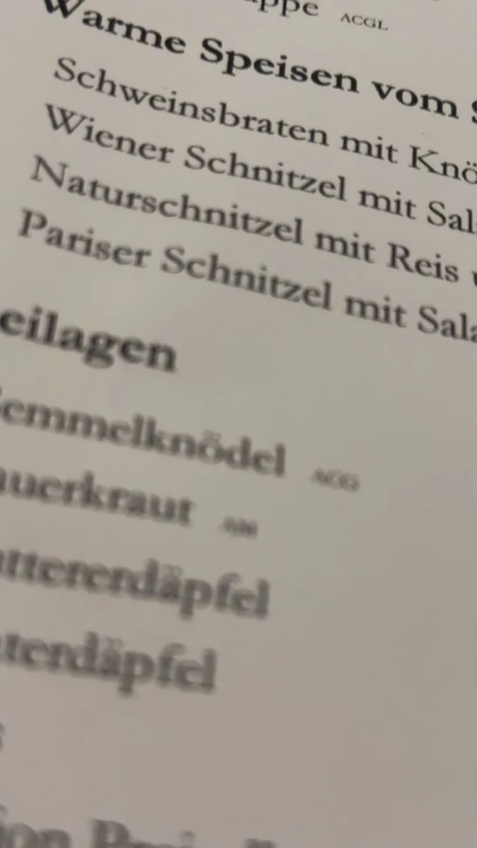Speisekarte, Gasthaus Ubl