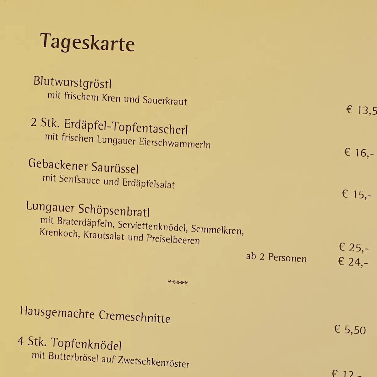 Speisekarte photo 1