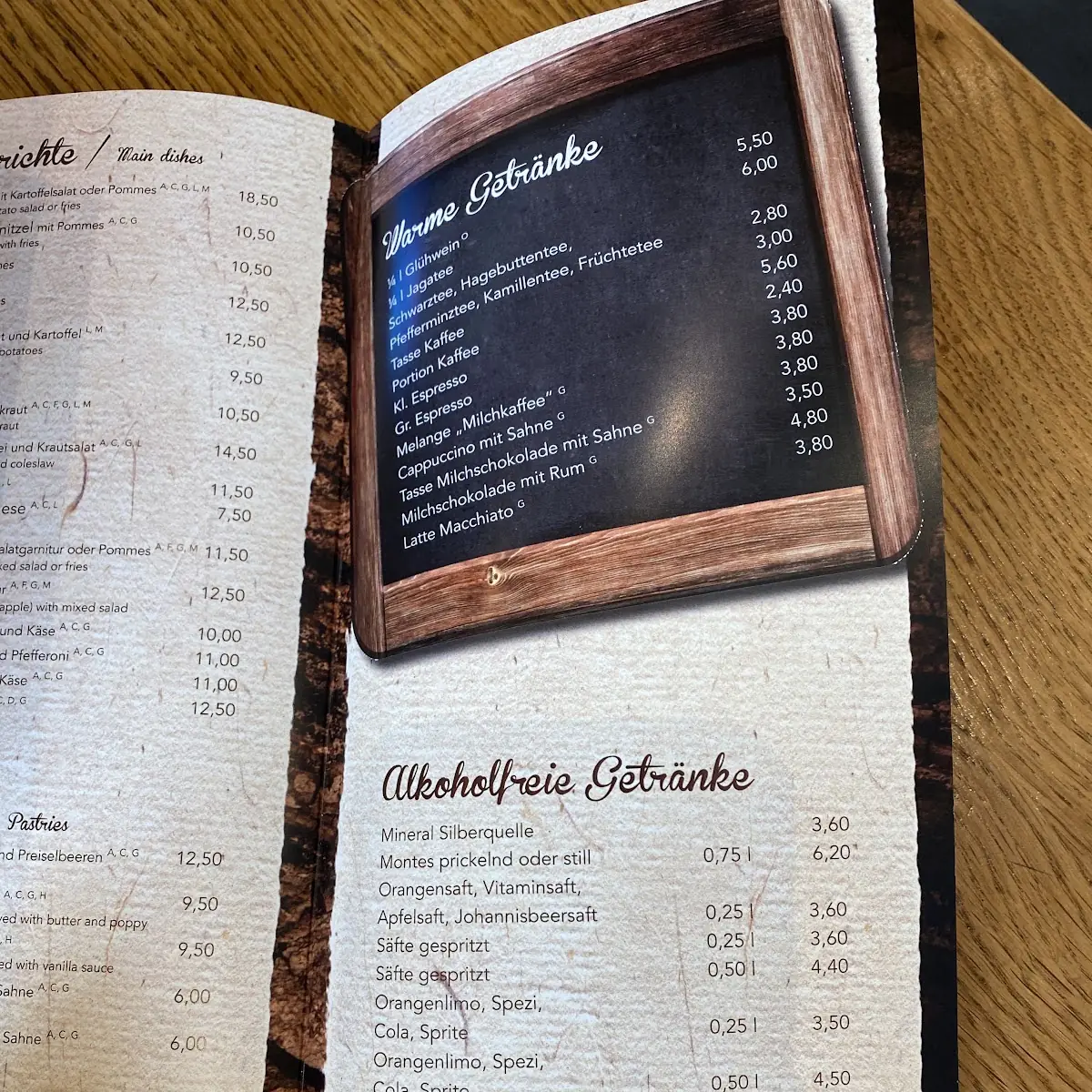 Speisekarte, Restaurant Liftcafe Heisn