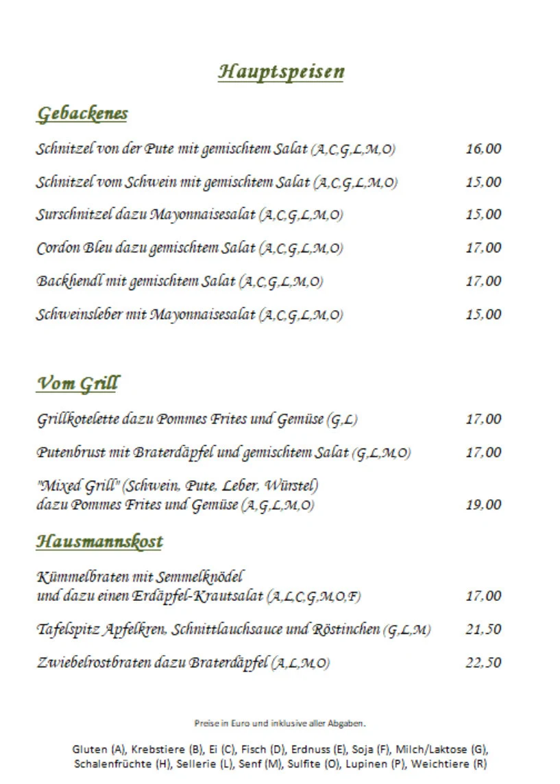 Speisekarte photo 1
