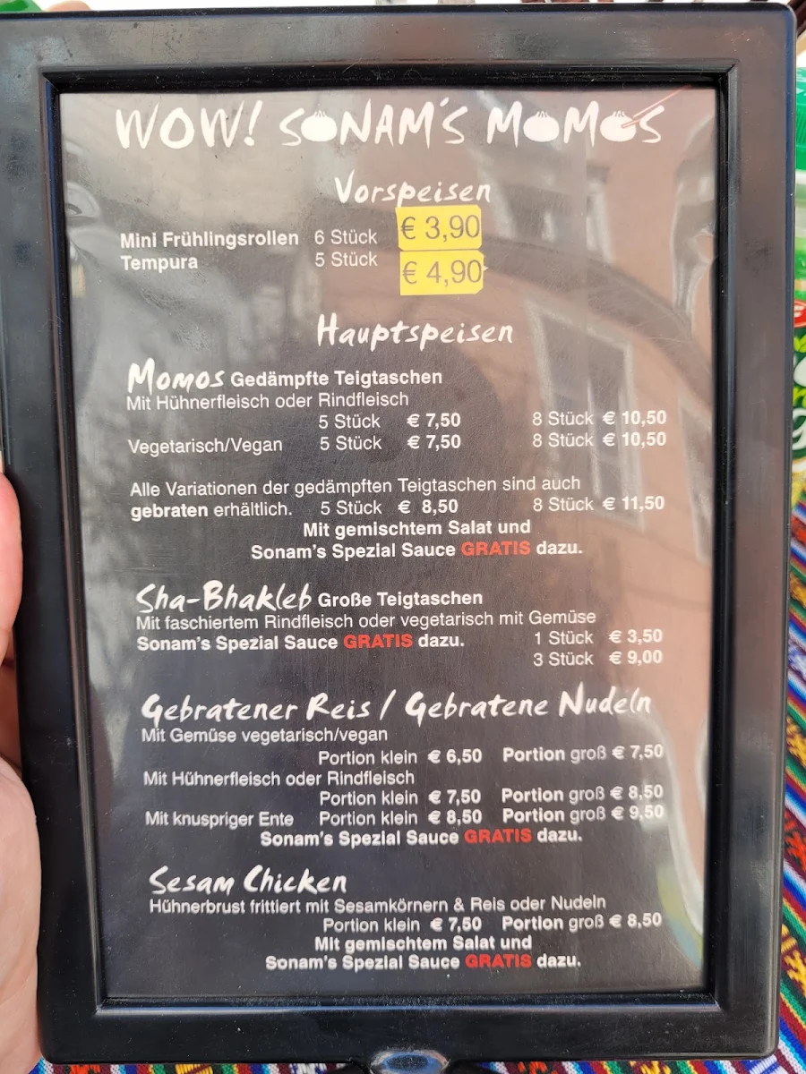 Speisekarte, WOW! SONAM'S MOMO'S