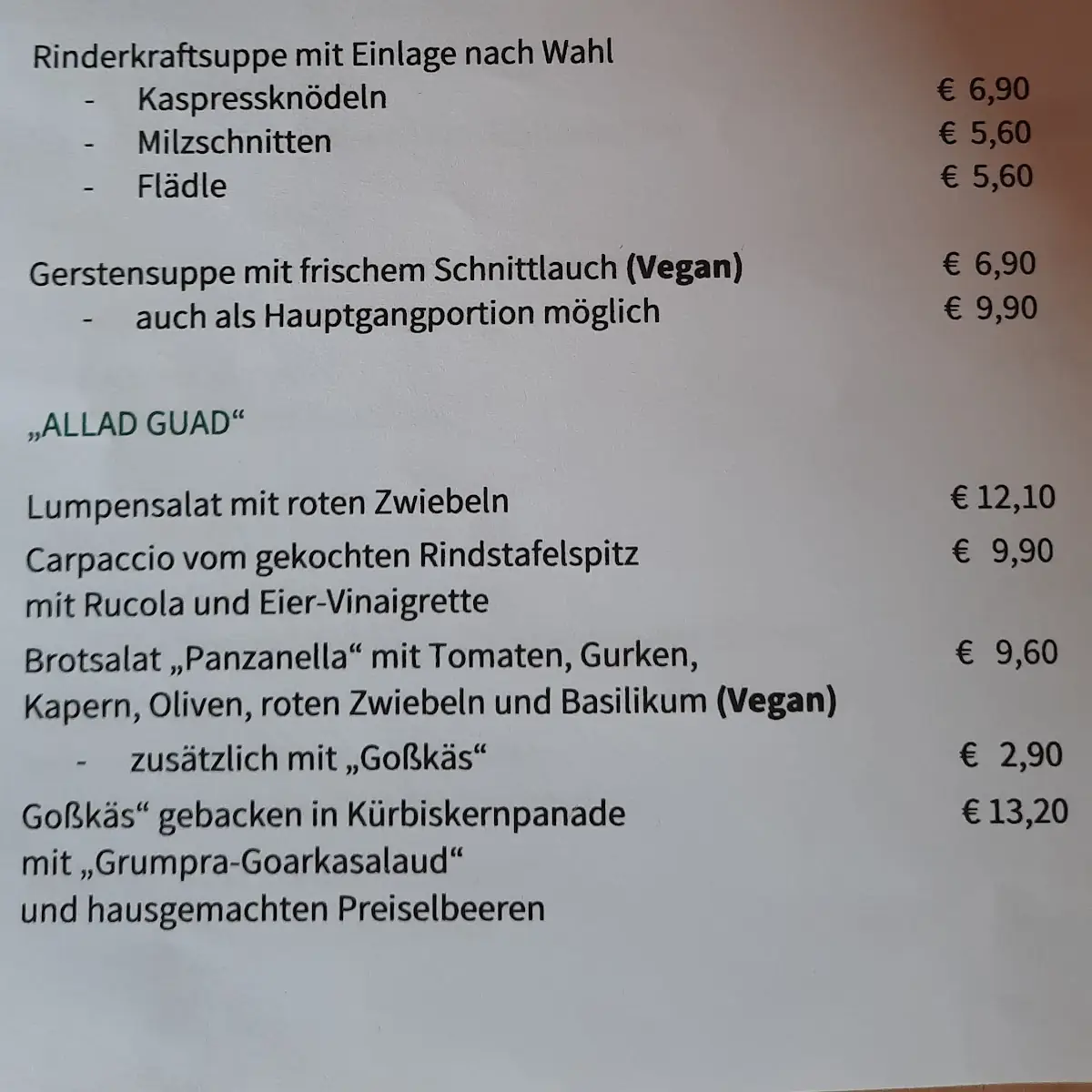 Speisekarte photo 1
