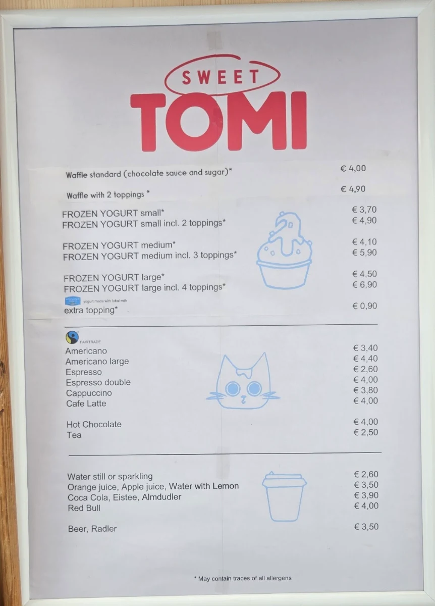 Speisekarte, Sweet Tomi