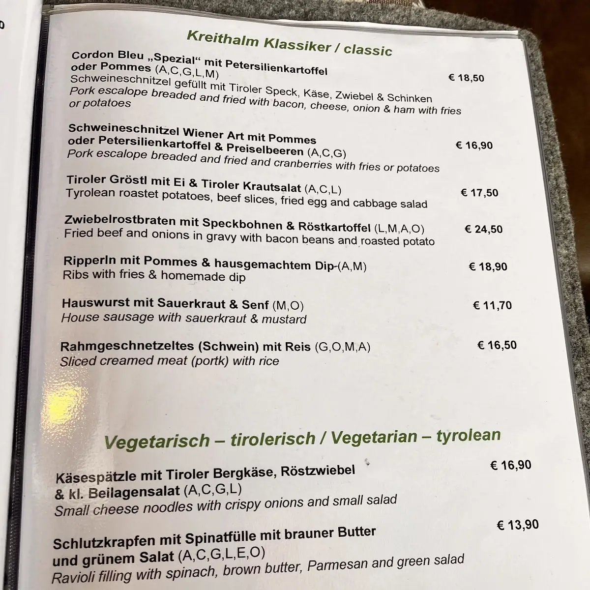 Speisekarte photo 1