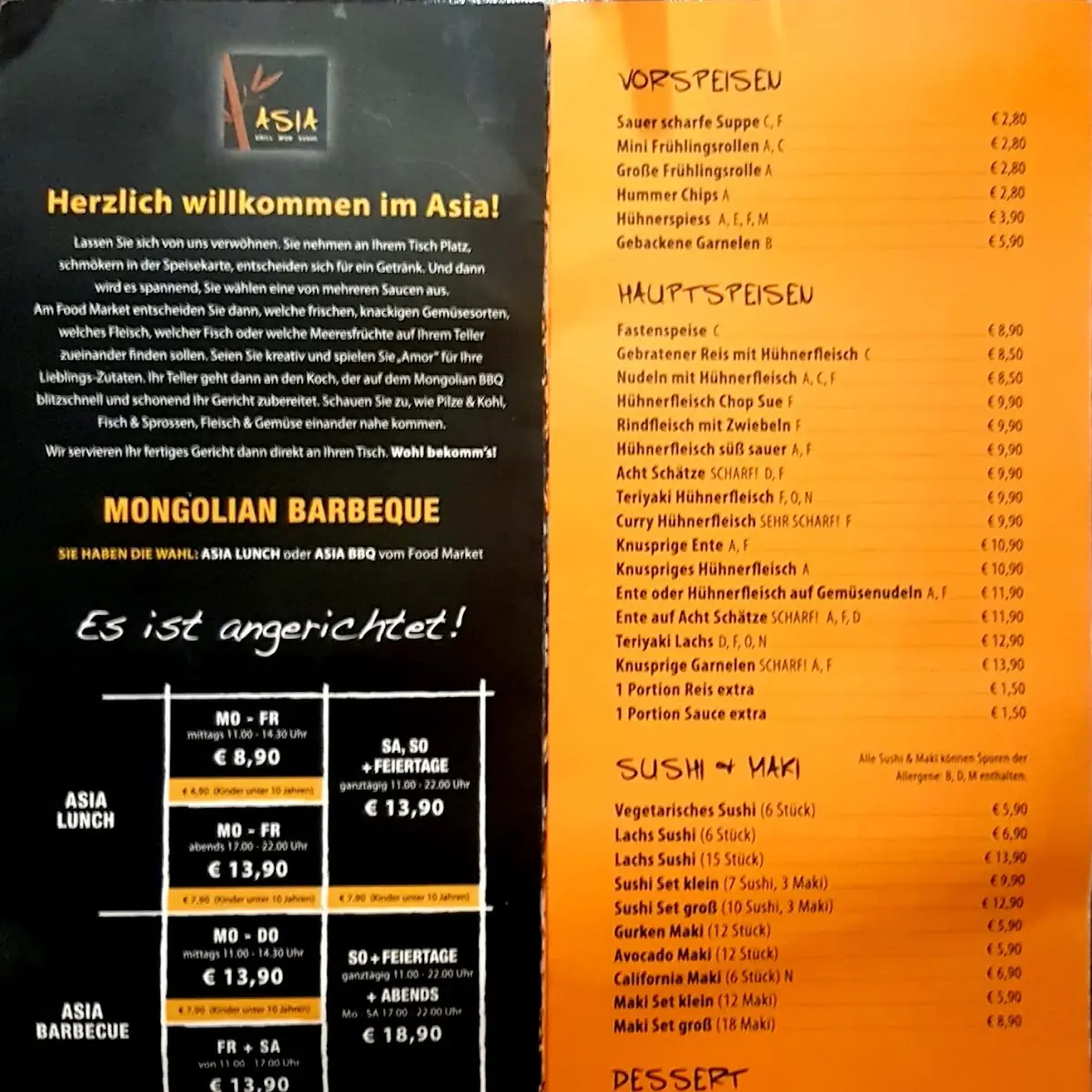Speisekarte, Asia – Grill Wok Sushi Enns