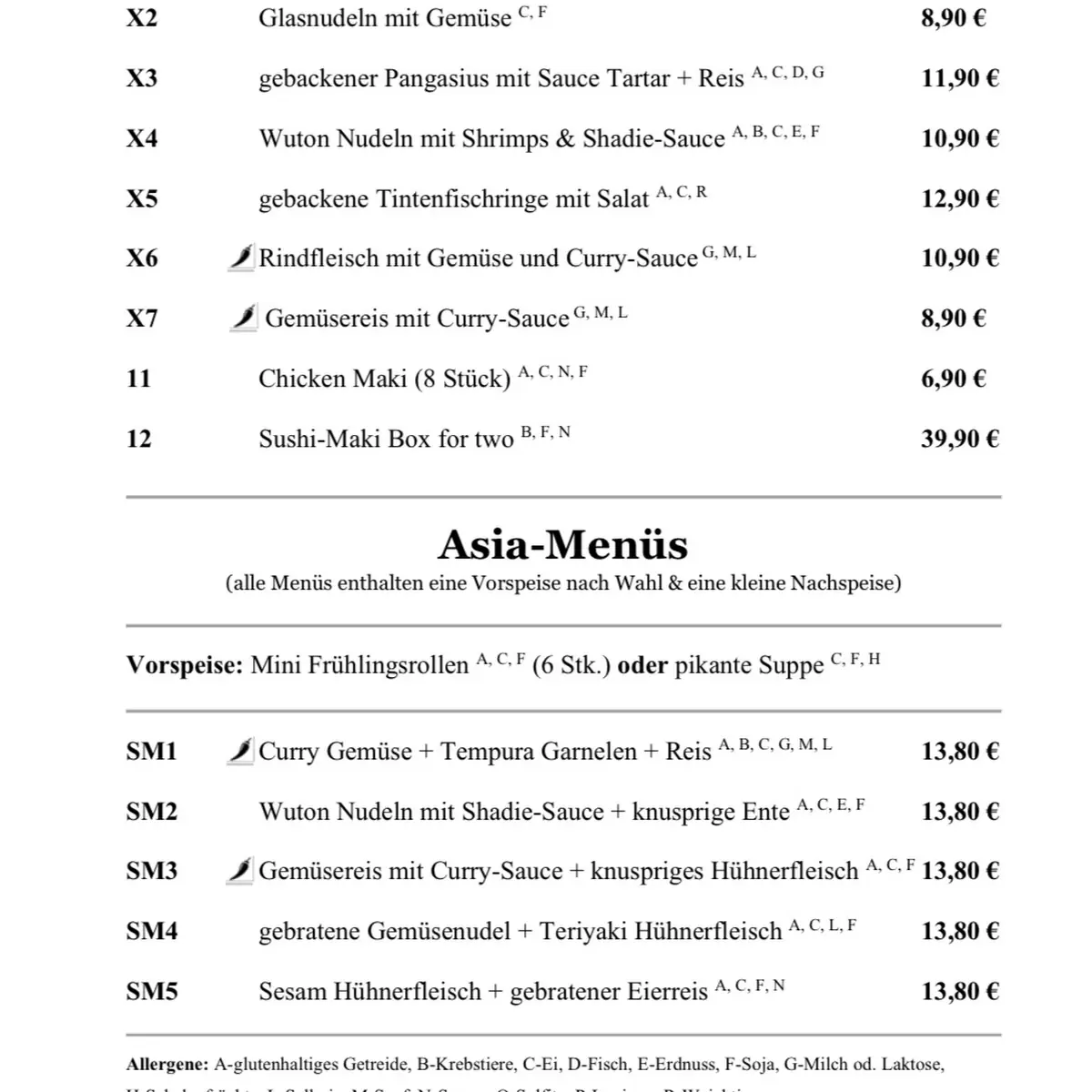 Speisekarte, Asia – Grill Wok Sushi Enns