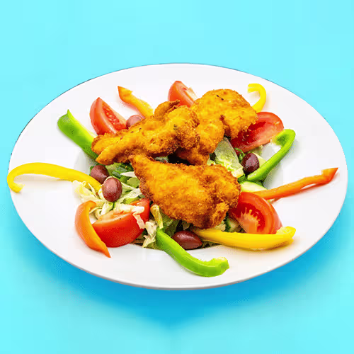 Gebackene Hühnerstreifen Salat