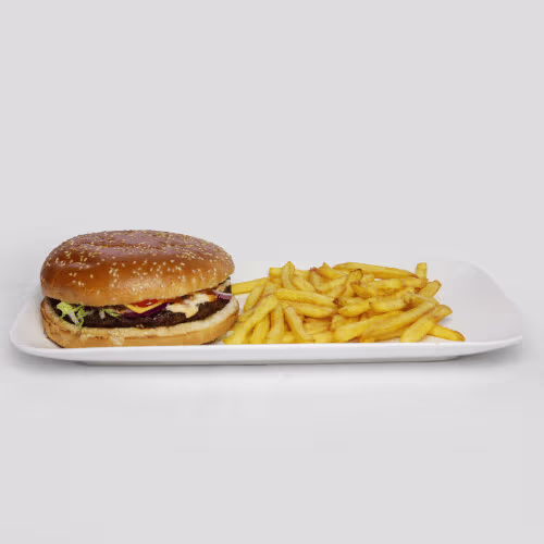 Chilli Cheeseburger Menü mit Pommes und Cola