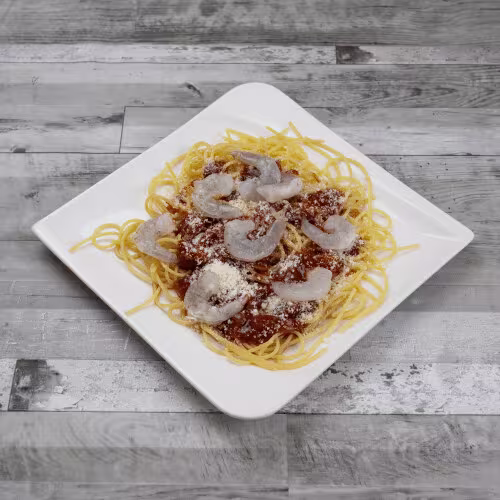 Spaghetti mit Garnelen und Knoblauch-Pesto