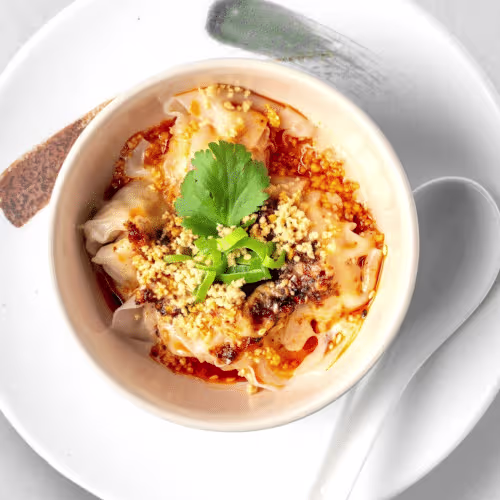 Chao Shou Wan-Tan in Sesamchilisauce (4 Stück, scharf)