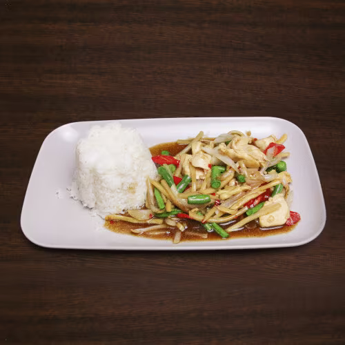 Phad Kapraow (scharf) mit Reis