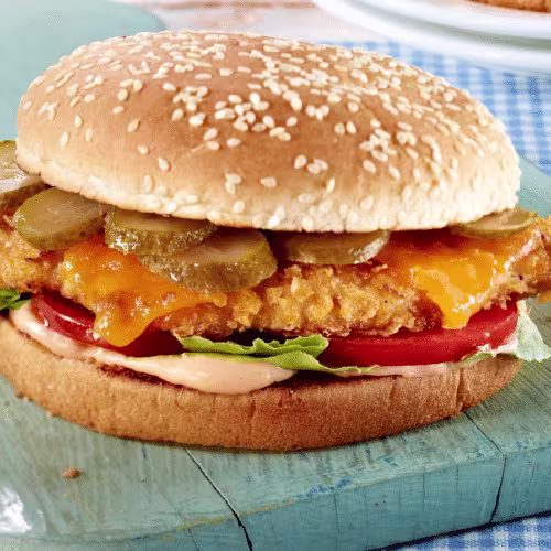 Hühnerschnitzel-Burger Mit Pommes