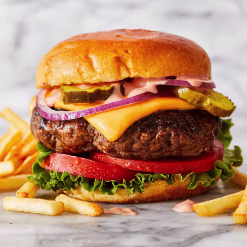 Cheeseburger Mit Pommes