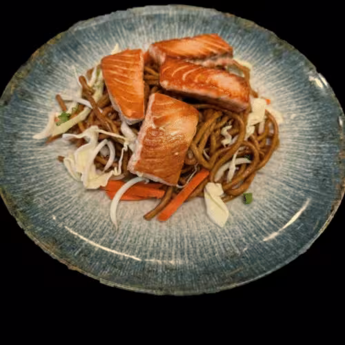 Nudeln mit Lachs Teriyaki