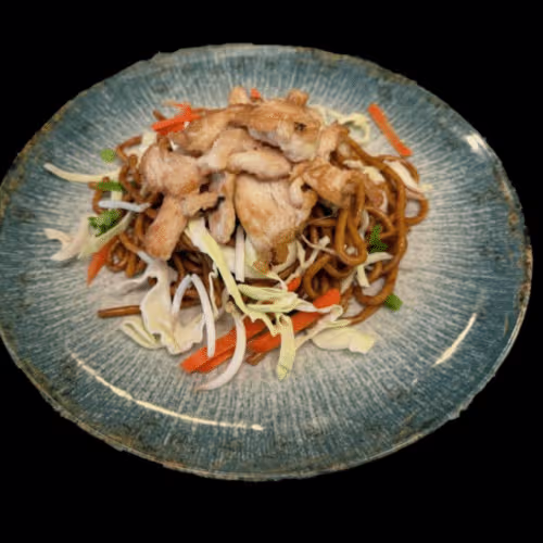 Nudeln mit gegrilltem Huhn