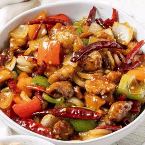 Hühnerfleisch nach Szechuan Art (scharf)