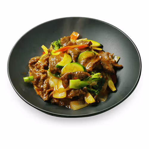 Rindfleisch mit rotem Curry und Gemüse