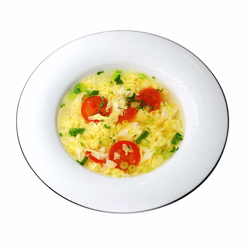 Eierblumensuppe mit Hühnerfleisch