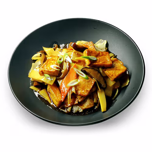 Tofu mit Bambus und Pilzen