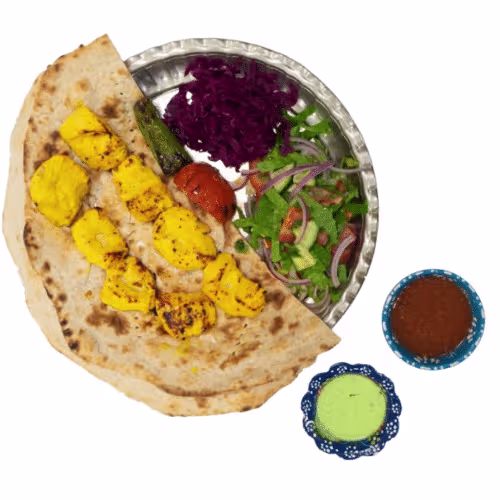 Joojeh Safrani Kabab mit Brot