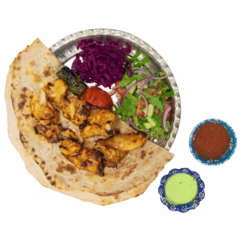 Joojeh Safrani Kabab mit Knochen und Brot