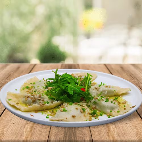 Vegane Zwiebel-Kartoffel Schlutzkrapfen