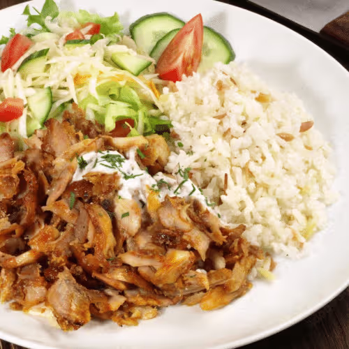 Dönerteller mit Reis und Salat