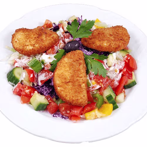 Gebackener Hirtenkäse auf Salat