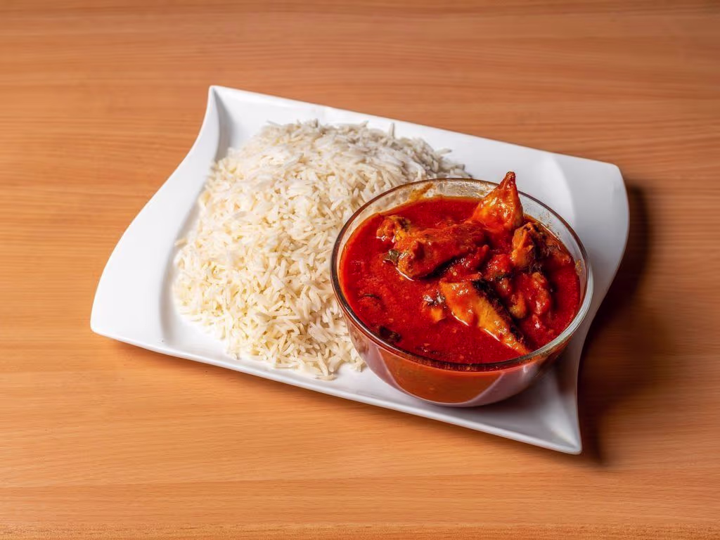 White rice with tomato stew