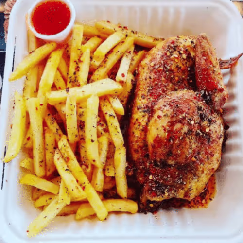 Halbes Grillhendl Menü